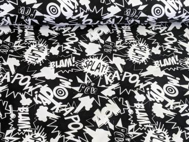 Reststück! French Terry Black & White Baam Schwarz 30 x VB